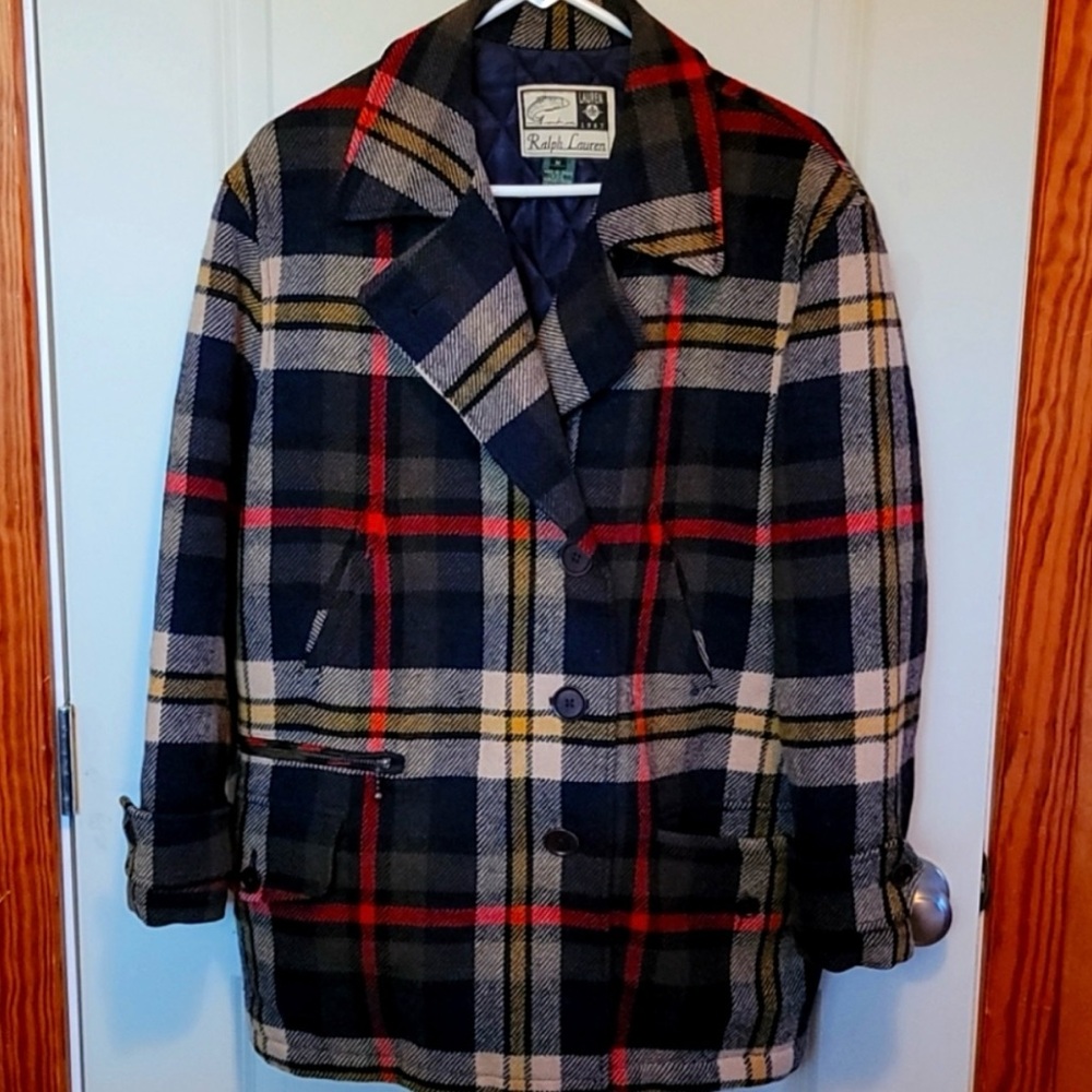 ralph lauren plaid wool medium retro